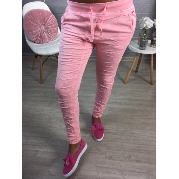 Růžové kalhoty s knoflíky