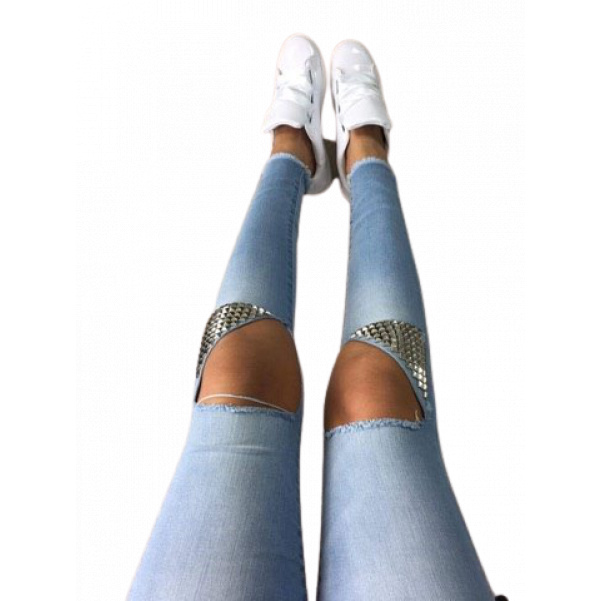 Top elastické jeans s pyramidkama