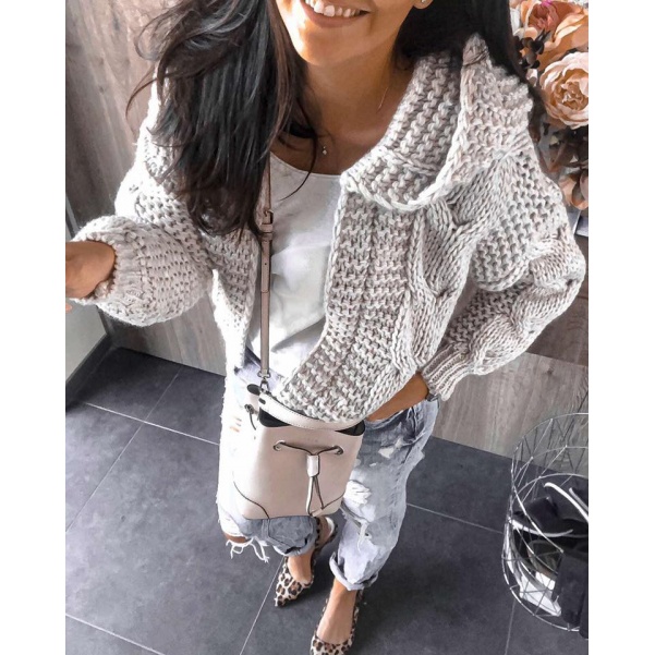 Mohutný luxusní šedý  svetr- Vivien