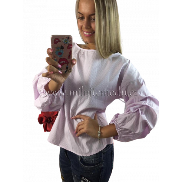 Růžová pruhovaná košile