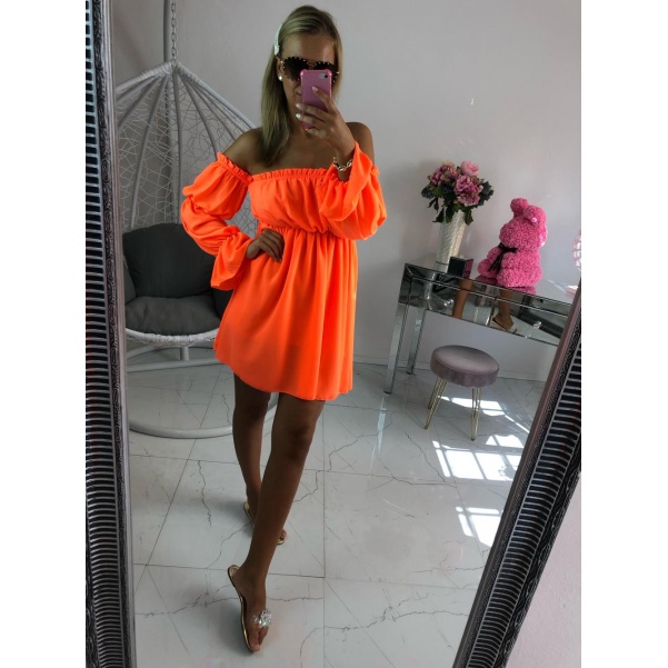 Krásné šaty Lilly - neon oranžové 