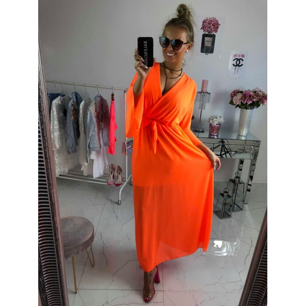Dlouhé šaty - neon oranžová