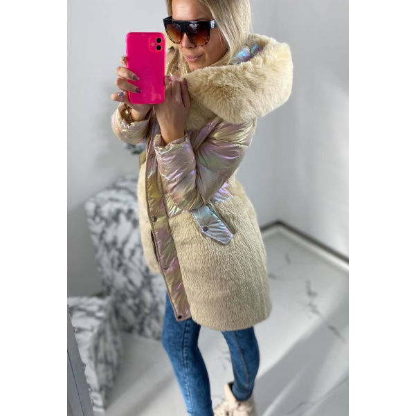 Zimní bunda s kožíškem - Bella camel