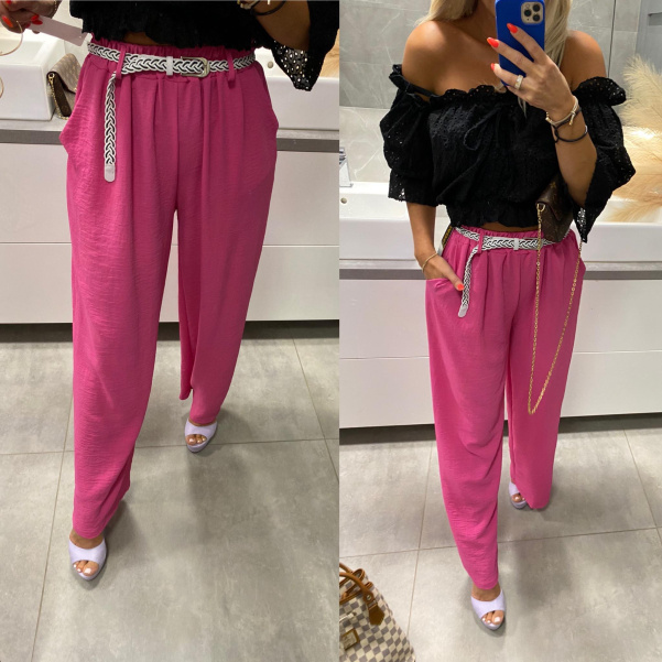 Super kalhoty s páskem - pink