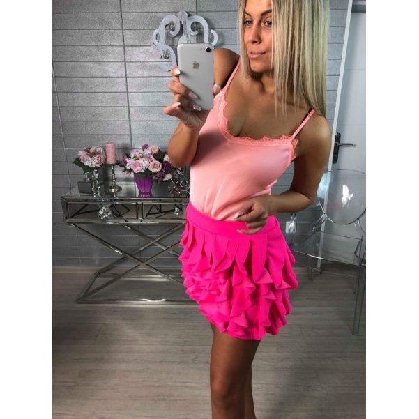 Volánková suknička - neon pink