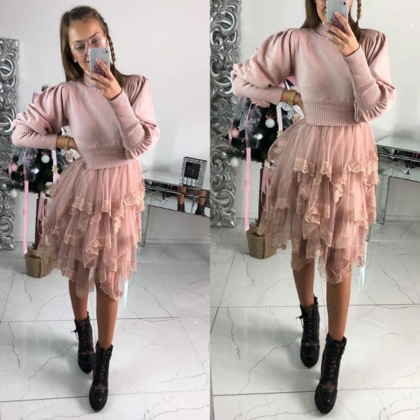 Šaty s tylovou sukní růžové 