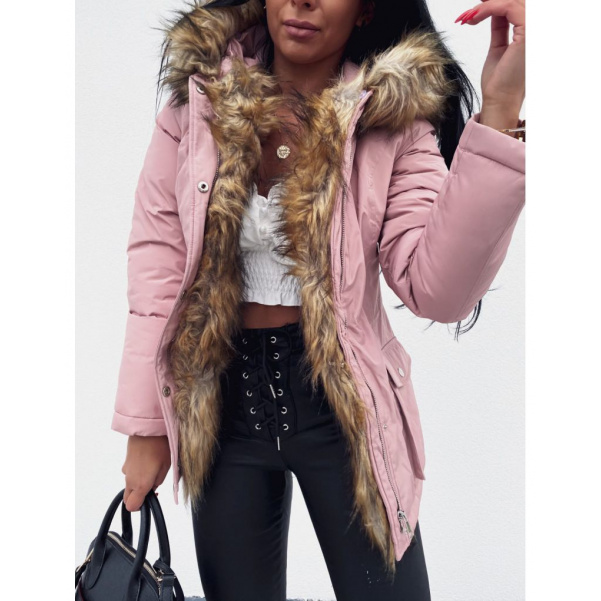 Zimní bunda s bohatou kožešinkou - Pink