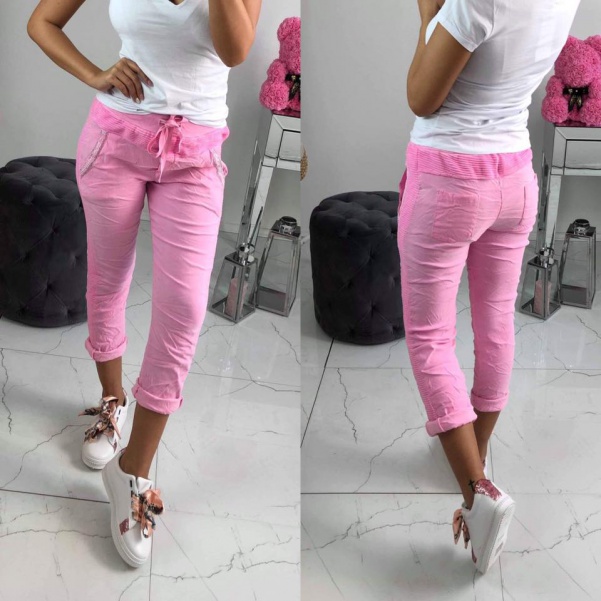 Růžové teplákové kalhoty