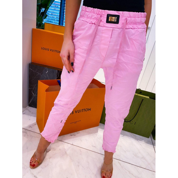 Elastické kalhoty - růžové