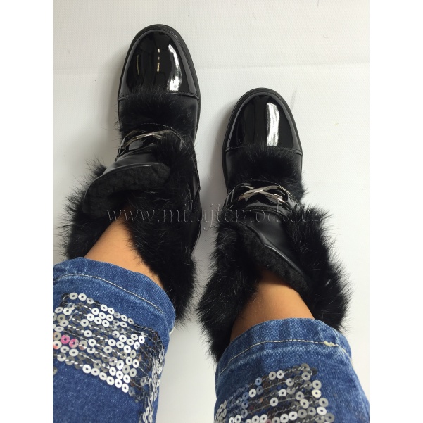 Černé zimní boty s kožíškem