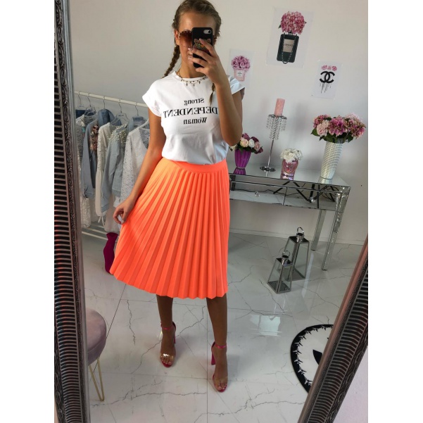Plisovaná sukně neon oranžová 