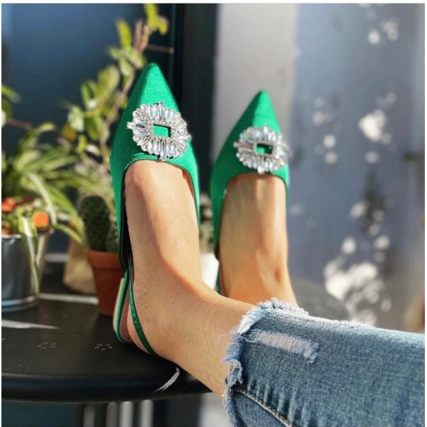 Krásné boty s kamínky zelené 