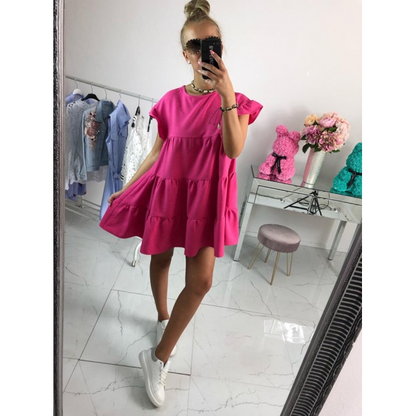 Volánkové růžové  šaty - TOP